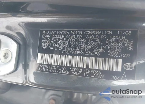 2009 Toyota Yaris from USA, damaged, VIN JTDBT903591325488